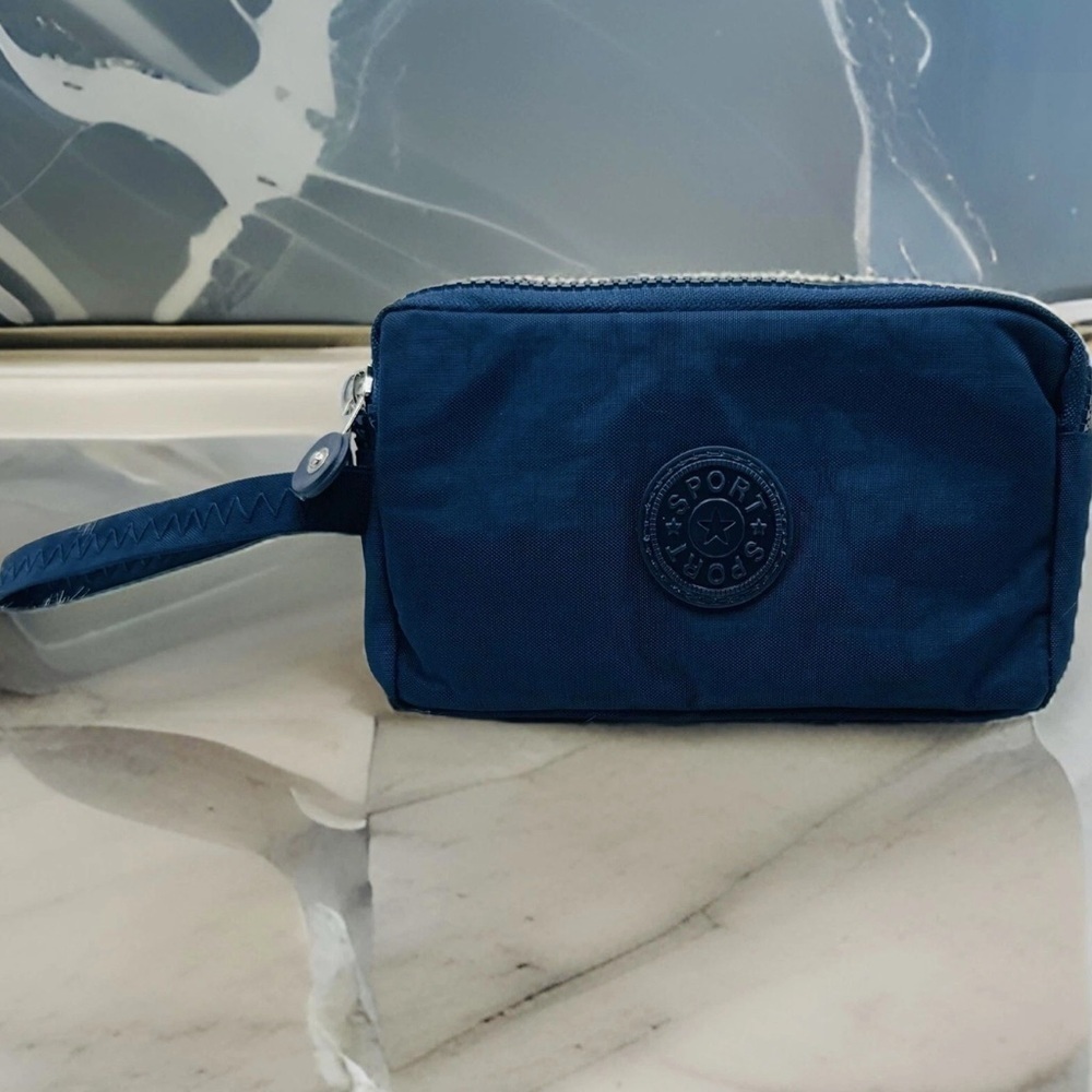 Navy Blue Small Purse or Makeup Cosmetic Wristlet